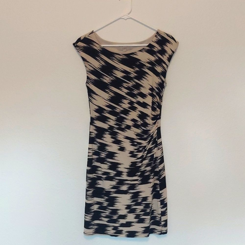 Ann Taylor Loft Patterned Black and White Dress